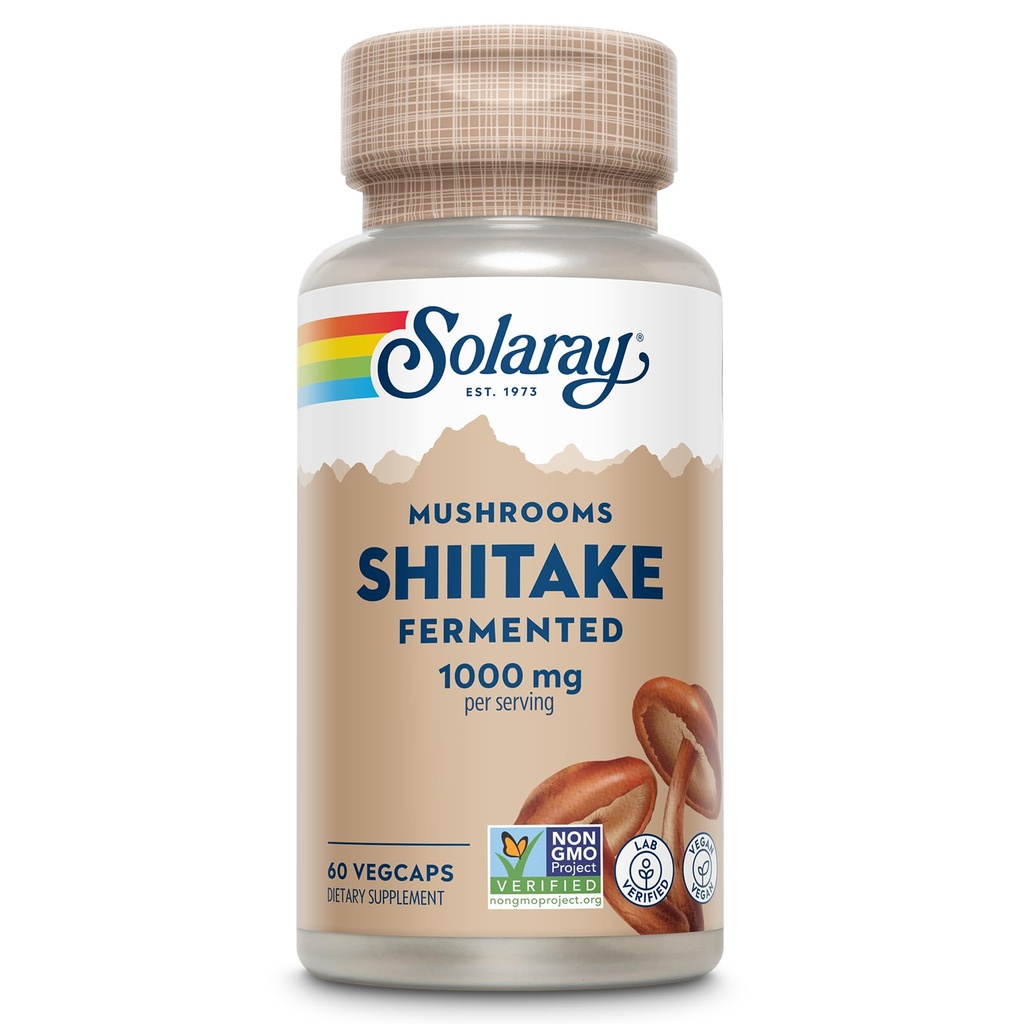 SOLARAY Fermented Shiitake Mushroom 500mg | Healthy Immune, Liver & Digestive Function Support | Non-GMO & Vegan | 60 VegCaps