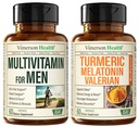 Mens Multivitamins + Turmeric Melaton Valerian Bundle για Κοινή Υποστήριξη και Ανακούφιση από Ανοσολογική Υγεία & Φλεγμονώδη Ανταπόκριση
