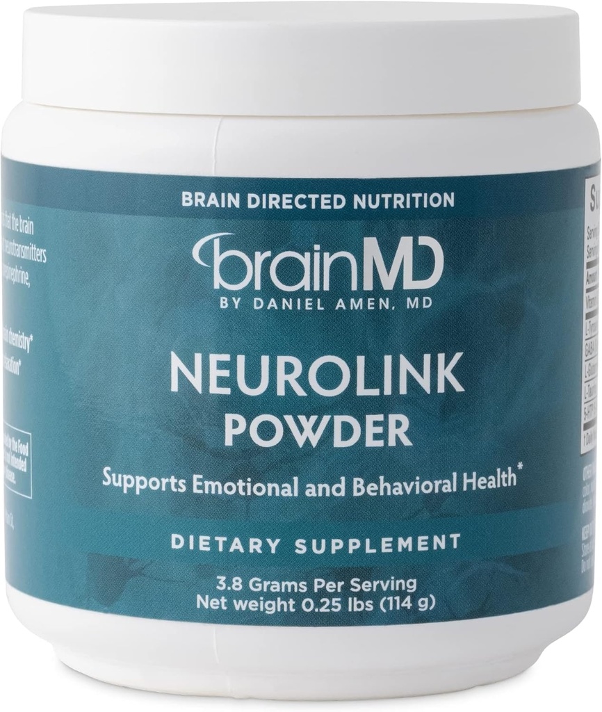Dr Amen BrainMD NeuroLink σκόνη - 114g - Υποστηρίζει τη μνήμη, εστίαση και συγκέντρωση - Χωρίς γλουτένη - 30 εξυπηρετεί