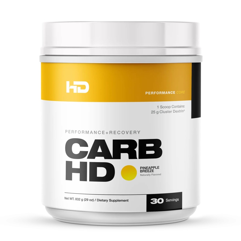 HD MUSCLE CarbHD Carbohydrate Formula | 25g Cluster Dextrin + 500mg Coconut Water Powder | Performance & Recovery Support | 30 Servings (Pineapple Breeze)