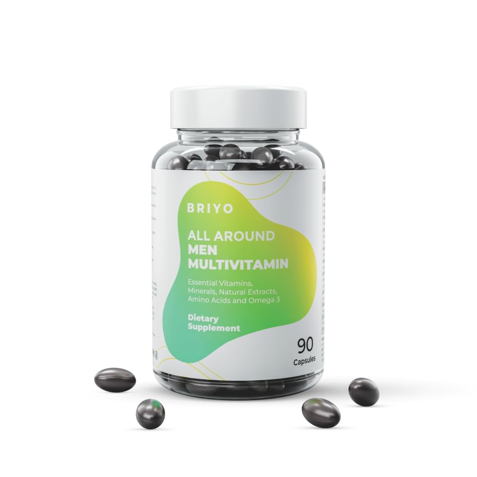 Briyo All Around Men - Multivitamin for Men with 38 Essential Vitamins, Minerals, Omega 3 and Plant Extracts – Supports Energy Immunity – Live Strong with One Daily Clean Capsule