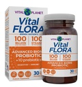 Vital Planet - Vital Flora Advanced Biome Probiotic 100 Billion CFU, 100 Diverse Strains, 10 Organic Prebiotics, Immune Support, Colon and Digestive Health Probiotics for Women and Men 30 Κάψουλες