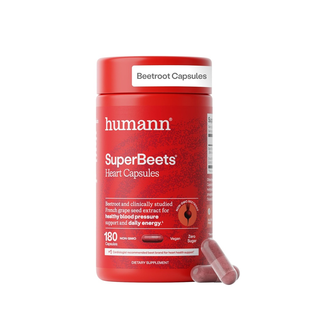 HumanN SuperBeets Κάψουλες ρίζας τεύτλων Γρήγορη κυκλοφορία 1000mg, Βοηθά στην υποστήριξη της παραγωγής νιτρικού οξειδίου, της αρτηριακής πίεσης, της υγείας της καρδιάς, Περιέχει μη-GMO σκόνης ριζών, Σπουδασμένα αντιοξειδωτικά 180 μέτρα