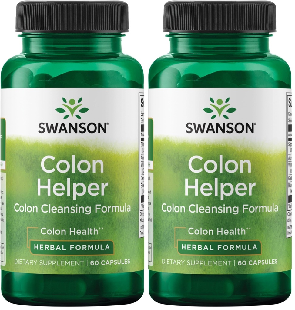 Swanson Colon Helper - Promotes Digestive Health Using Vervain, Goldenseal Root, Slippery Elm Bark & More - Herbal Supplement Aiding Healthy Eliminations - (60 Capsules)(2 Pack)