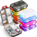 Meekoo 8 Pcs Travel Pill Organizer Pocket Portable Pill Case Καθημερινά εμπορευματοκιβώτιο Μικρή ιατρική εμπορευματοκιβωτίων Ταξιδέψτε με 10 διαμερίσματα για Purse Fish Oil Medicine (Multicolor)