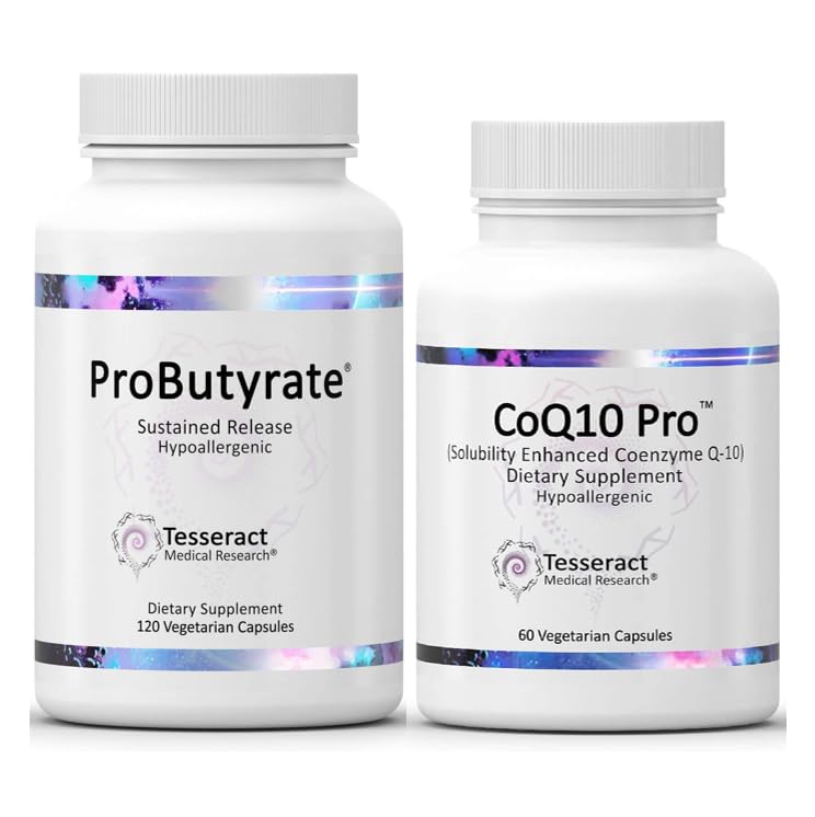 Tesseract Ιατρική έρευνα ProButyrate Gut Health Supplement, Butyric Acid Complex & CoQ10 Pro, Συνένζυμο Q10 για την υγεία, την υγεία των μυών και την παραγωγή κυτταρικής ενέργειας
