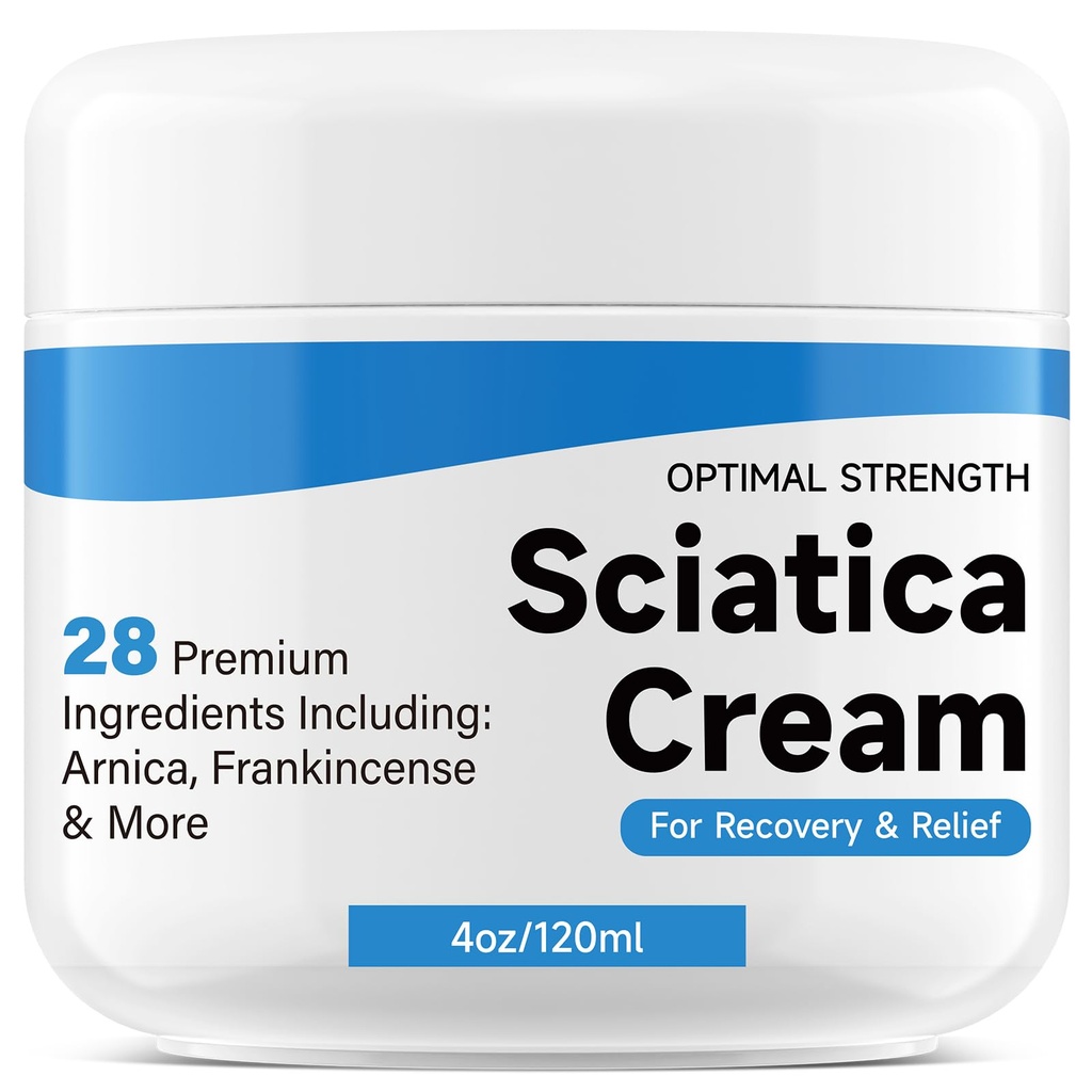 Sciatica Relief Cream: Maximum Strength Sciatic Nerve Relief for Lower Back, Hips, Buttocks, Legs and Feet, Sciatica Ease, Large 120ml