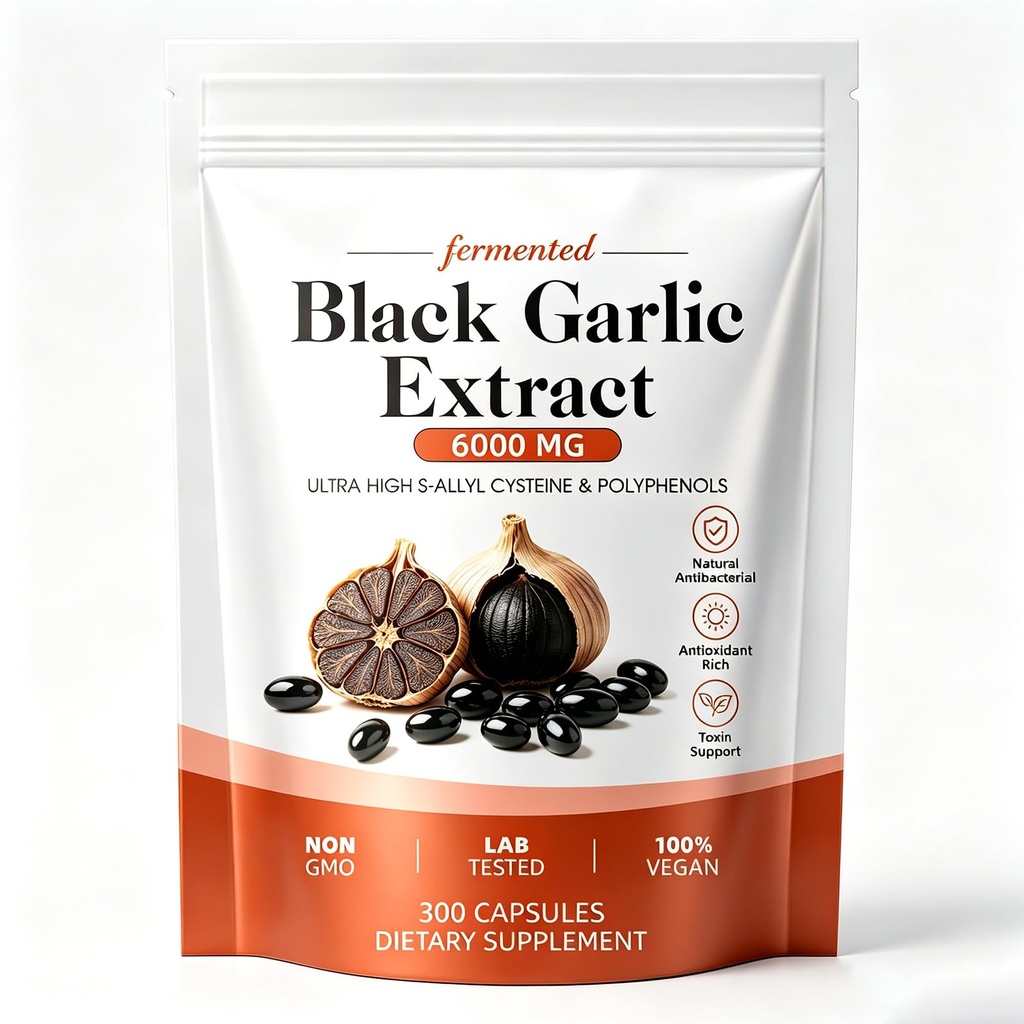 Fermented Black Garlic Extract - Black Garlic 300 Softgels,Organic Odorless Aged Black Garlic,Support Immunity, Boost Energy