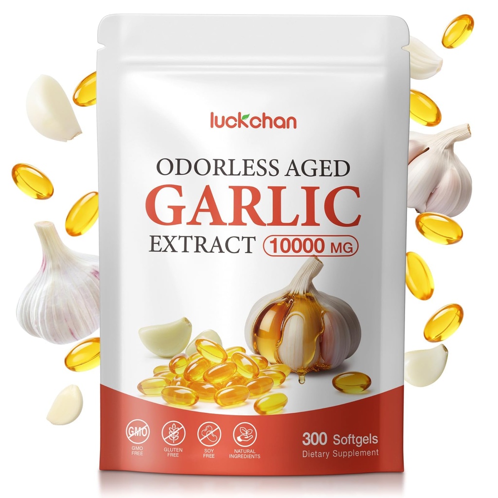 Aged Garlic Extract - 300 Softgels Odorless Garlic Supplement - 2-Year Matured, Garlic Capsules for Heart Health & Immune Support - Non-GMO, Gluten-Free