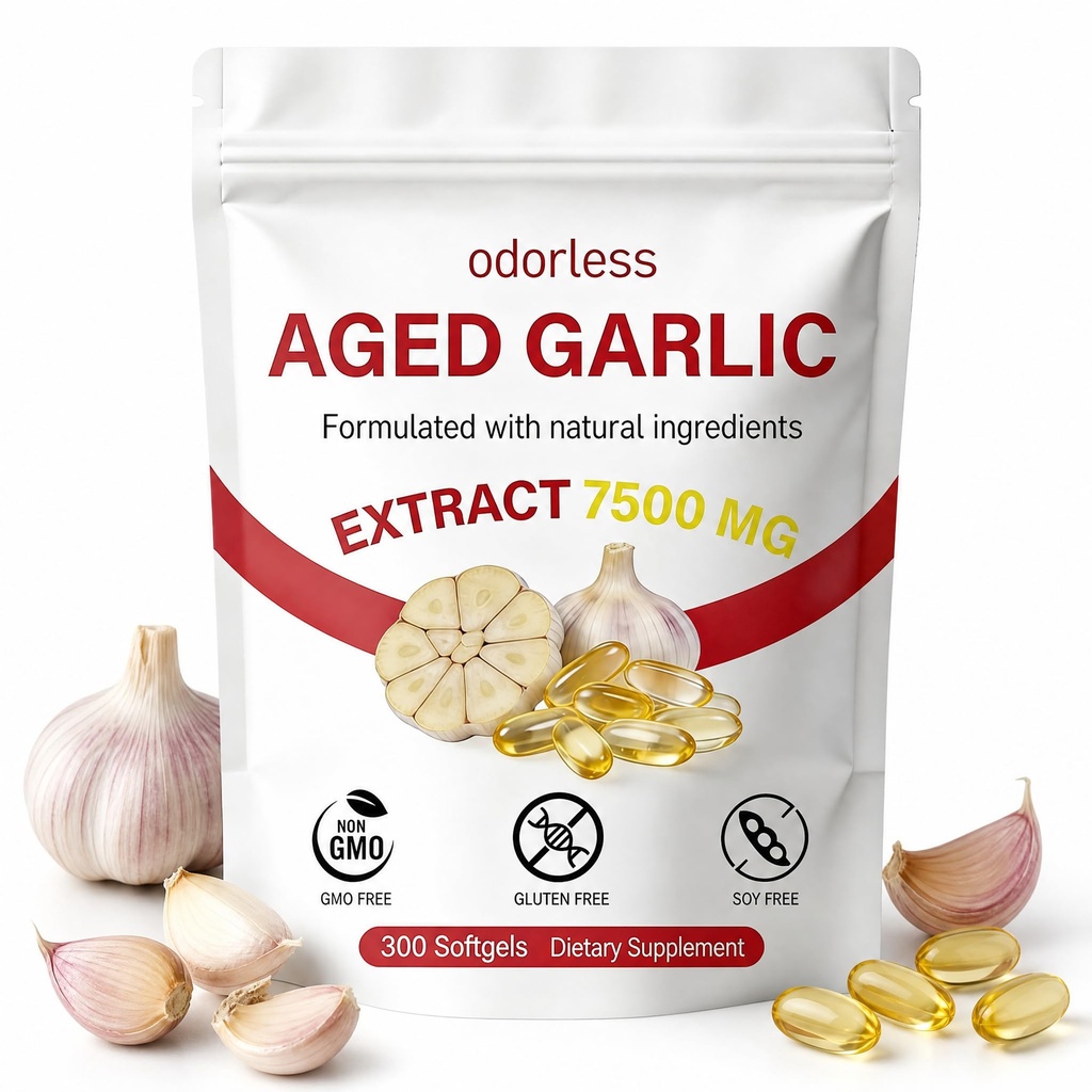 Aged Garlic Extract Capsules,odorless Aged Garlic Extract Organic Garlic Capsules,Rich in Antioxidant,Natural Health Support,Gluten-Free,Non-GMO,300 Softgels