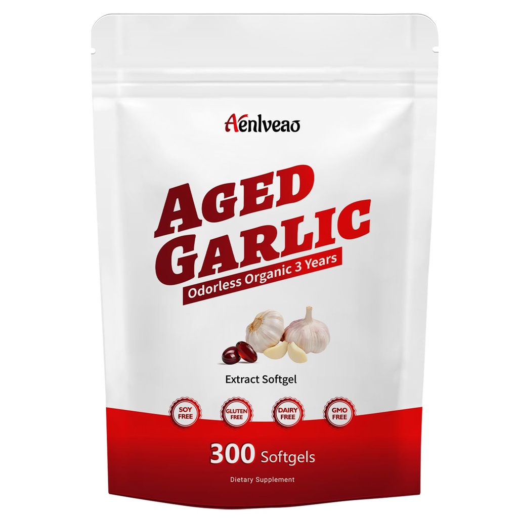 Aged Garlic Extract Supplements | 300 Softgels | Supports Immune Health & Heart | Non-GMO, Gluten Free | 2 Years Matured