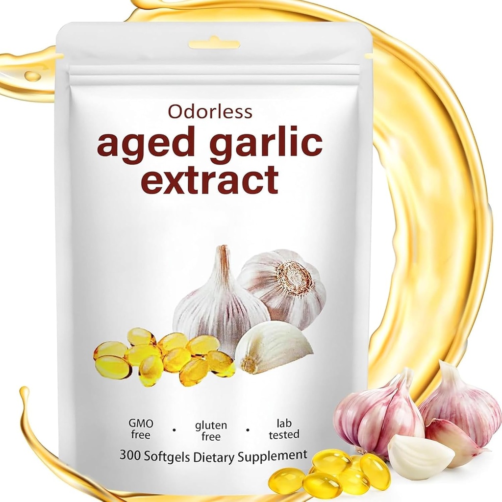 ELFINOX Odorless Aged Garlic Extract Softgels, 300 Softgels, Garlic Dietary Supplement