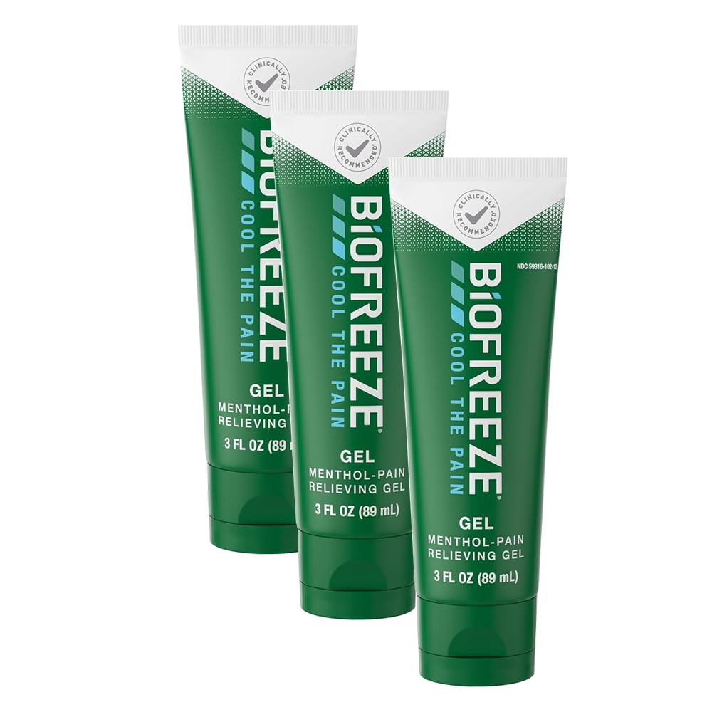 Biofreeze Menthol Pain Relieving Gel Colorless Gel 3 FL OZ Tube for Pain Relief Associated with Sore Muscles, Arthritis, Simple Backaches, and Joint Pain (Packaging May Vary)