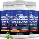 NEW AGE DHEA Supplement - Pregnenolone for Men & Women with DIM, Ashwagandha, Boron, Calcium, Magnesium, Zinc, Vitamin D3 5000iu - Support Capsules - 180 Count