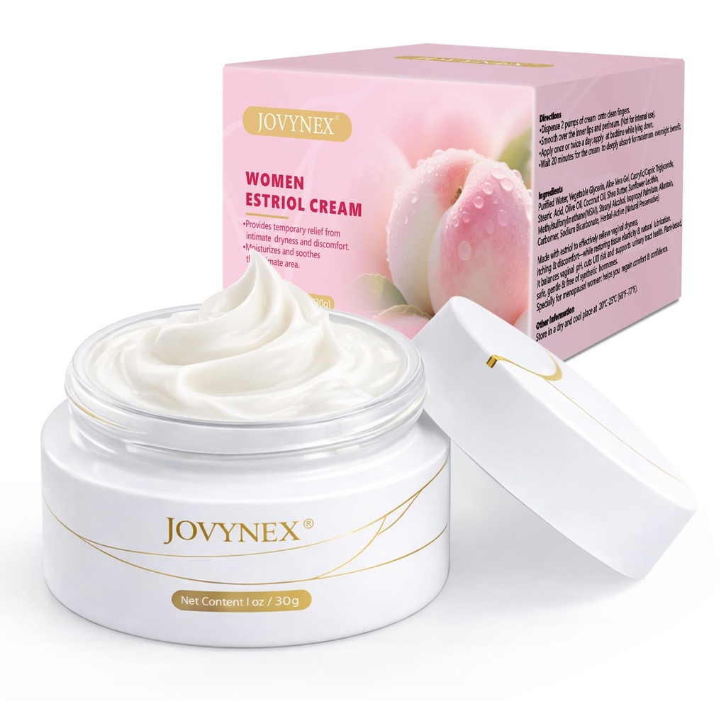 Bioidentical Estriol Cream for Menopausal Women: Natural Vaginal Care for Dryness, Refreshing Fast-Absorbing, 1oz 30-Day Supply