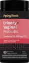Piping Rock Urinary and Vaginal Probiotic for Women | 60 Capsules | with Cranberry | Support Healthy Urinary Tract. Vaginal pH, Yeast Balance, Vaginal Flora | Vegan, Non-GMO and Gluten Free