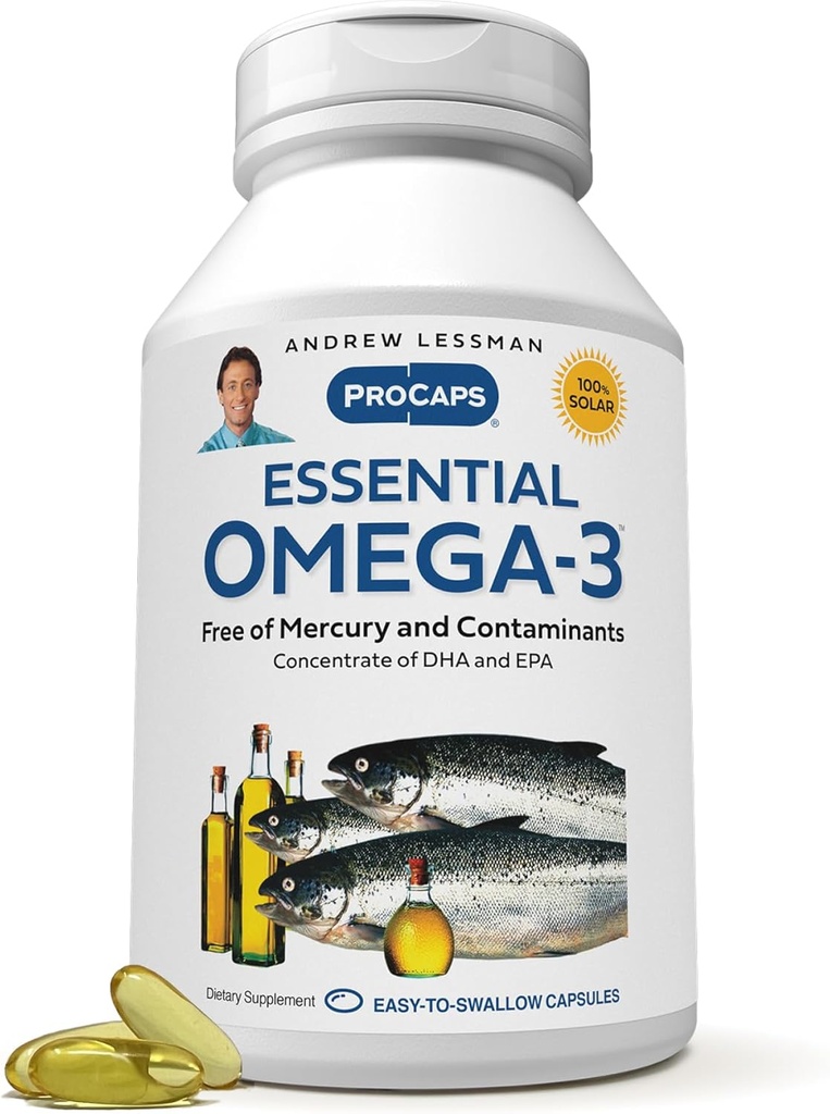ANDREW LESSMAN Essential Omega-3 Unflavoured - 360 Softgels - Ultra-Pure, Omega-3 Oils υψηλής ισχύος. Υψηλή DHA, Δεν Στομάχι Αναστατώνεται, Δεν Μόλυνση, Δεν Ερμή. Μικρό εύκολο να καταπιείτε Softgels