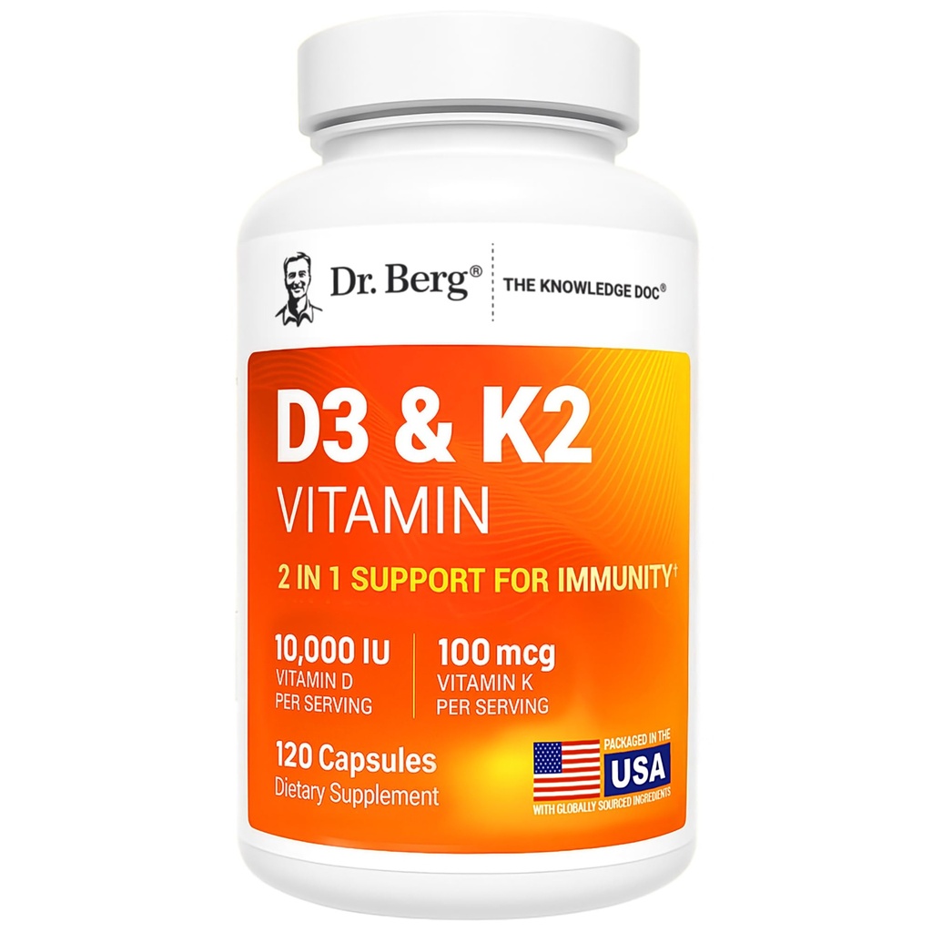 Dr. Berg Μέγιστη Δύναμη 2-σε-1 Βιταμίνη D3 K2 10.000 IU 
