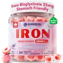 Συμπλήρωμα Vegan Iron για γυναίκες 25mg, χωρίς ζάχαρη Iron Gummies με βιταμίνη C, Methy B12, Folate για την ενίσχυση της ενέργειας, έλλειψη σιδήρου, Όχι μετά τη γεύση, Ροδάκινο Γεύση - 60 Count (Pack of 2)