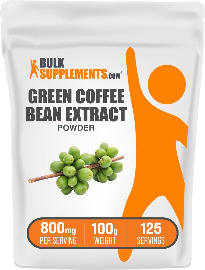 BulkSupplements Πράσινο Coffee Bean Extract Powder - Πράσινο Coffee Bean Συμπληρώματα - Υποστήριξη ενέργειας, Χωρίς γλουτένη, 800mg ανά υπηρεσία, 100g (3.5 oz) (πακέτο του 1)