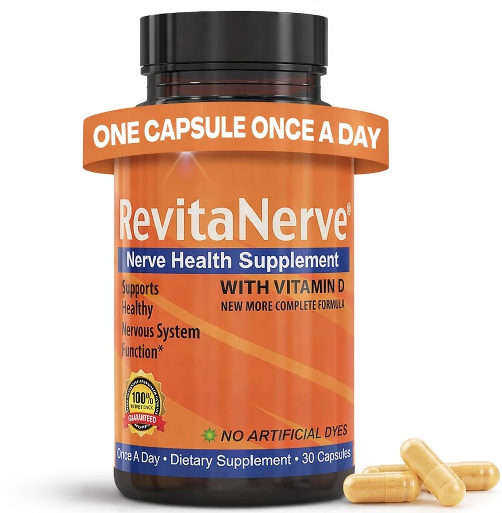 Nerve Support Supplement with 300mg Alpha Lipoic Acid, Vitamin D3, Vitamin B1, B2, B6, B12 & Magnesium Glycinate, One-per-Day Neuropathy Supplement – Daily Nutrient Blend, 30 Capsules