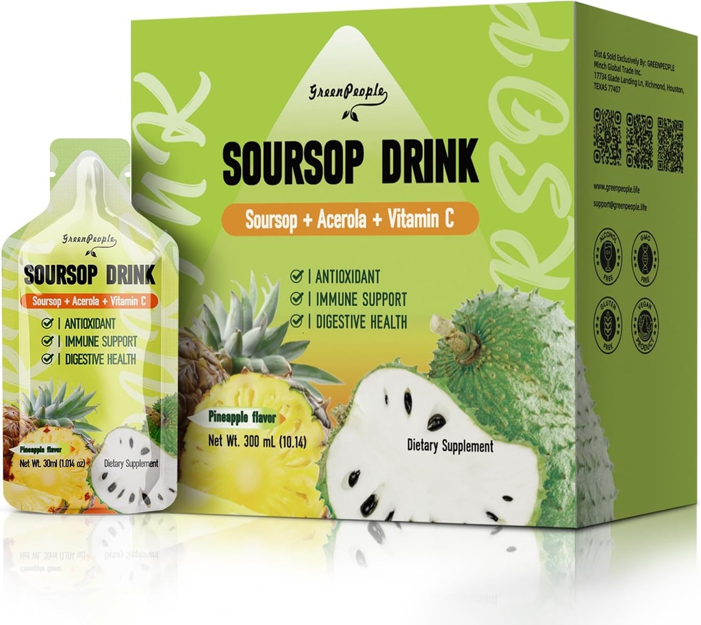 Υγρό ποτό, υγρό bitters Soursop, ανοσοενισχυτική βιταμίνη C, γρήγορη απορρόφηση, Vegan, μη ΓΤΟ, 10 συσκευασίες