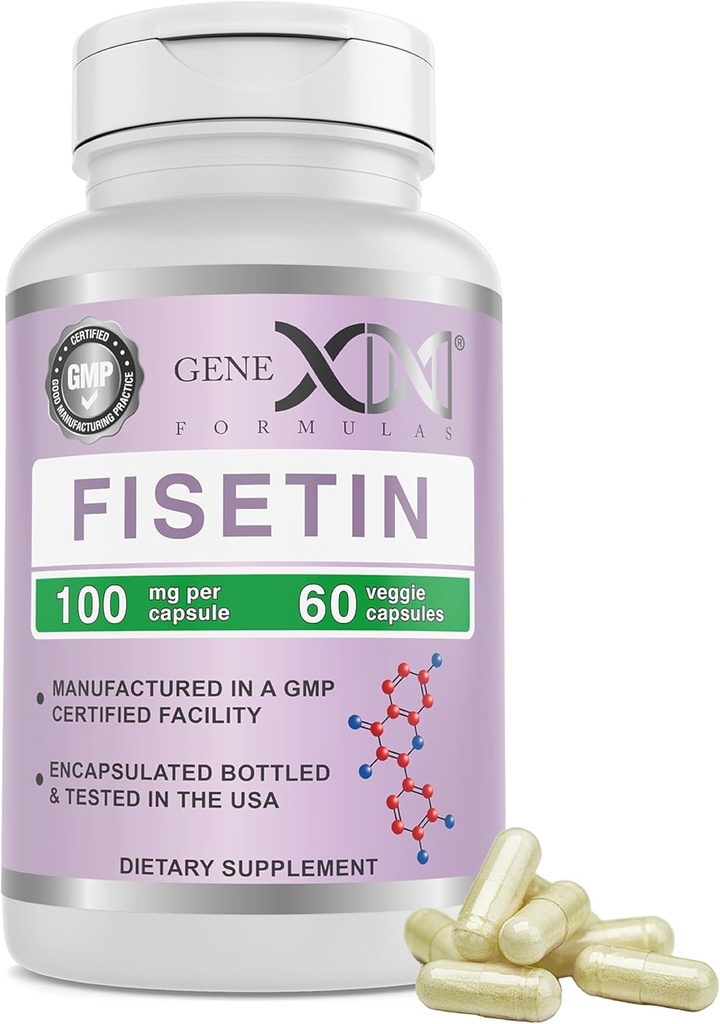 Genex Formulas Fisetin 100mg/Serving (60 κάψουλες) - Αντιοξειδωτικό που υποστηρίζει την υγιή γήρανση, την εγκεφαλική ευεξία και τη γνωστική υγεία - μη ΓΤΟ, Χωρίς γλουτένη, χορτοφαγικά - 2 Μήνες προσφοράς
