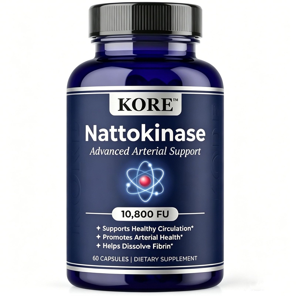 KORE VascuFlow Nattokinase 10800 fu Arterial Support, Organic Nattokinase Supplement for Daily Wellness