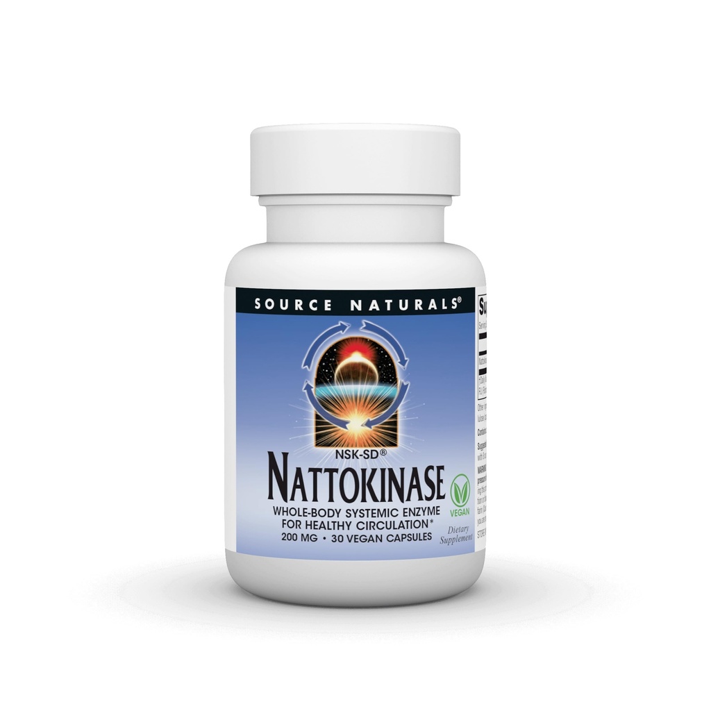 Source Naturals NSK-SD, Nattokinase, Vegetarian Friendly, Whole Body Systemic Enzyme for Healthy Circulation*, 200 mg - 30 Vegetarian Capsules