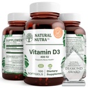 Natural Nutra Supreme Vitamin D3 400 IU Softgels, Βοηθά στην ενίσχυση του ανοσοποιητικού, υποστηρίζει τους πνεύμονες Υγεία, ηλιόλουστη βιταμίνη, βοηθά στη βελτίωση της καρδιαγγειακής υγείας, των οστών και των δοντιών δύναμη, χωρίς γλουτένη, 100 Softgels
