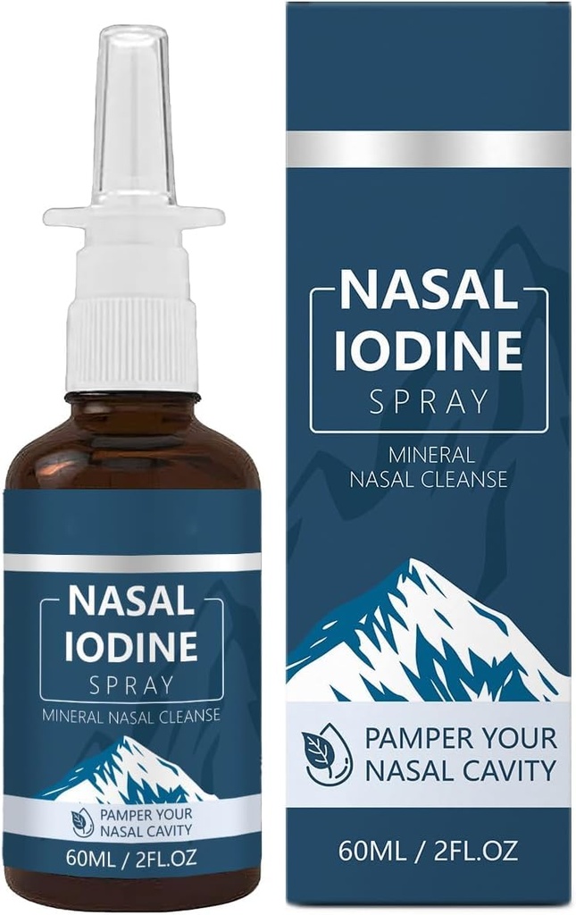 Nutramd Iodine Nasal Spray, Daily Nasal Cleanse & Care Mist with Iodine, Natural Mineral Nasal Cleanser for Dry Air, Travel & Daily Use, 2 fl oz/60ml