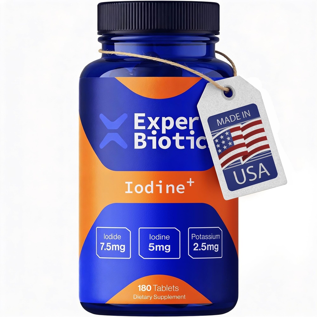 Iodine+ 12.5 mg Tablets with Potassium Iodide USP and Free Iodine USP Dietary Supplement (180 Count)