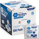 MED PRIDE Alcohol Prep Pads, Medical-Grade, Sterile, Individually-Wrapped, Medium Square Size, 2ply (500 Count (Pack of 1))