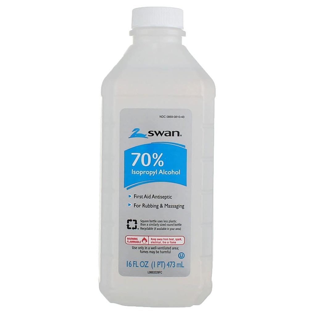 Swan 70 Isopropyl Alcohol First Aid Antiseptic, Clear, 192 Fl Oz