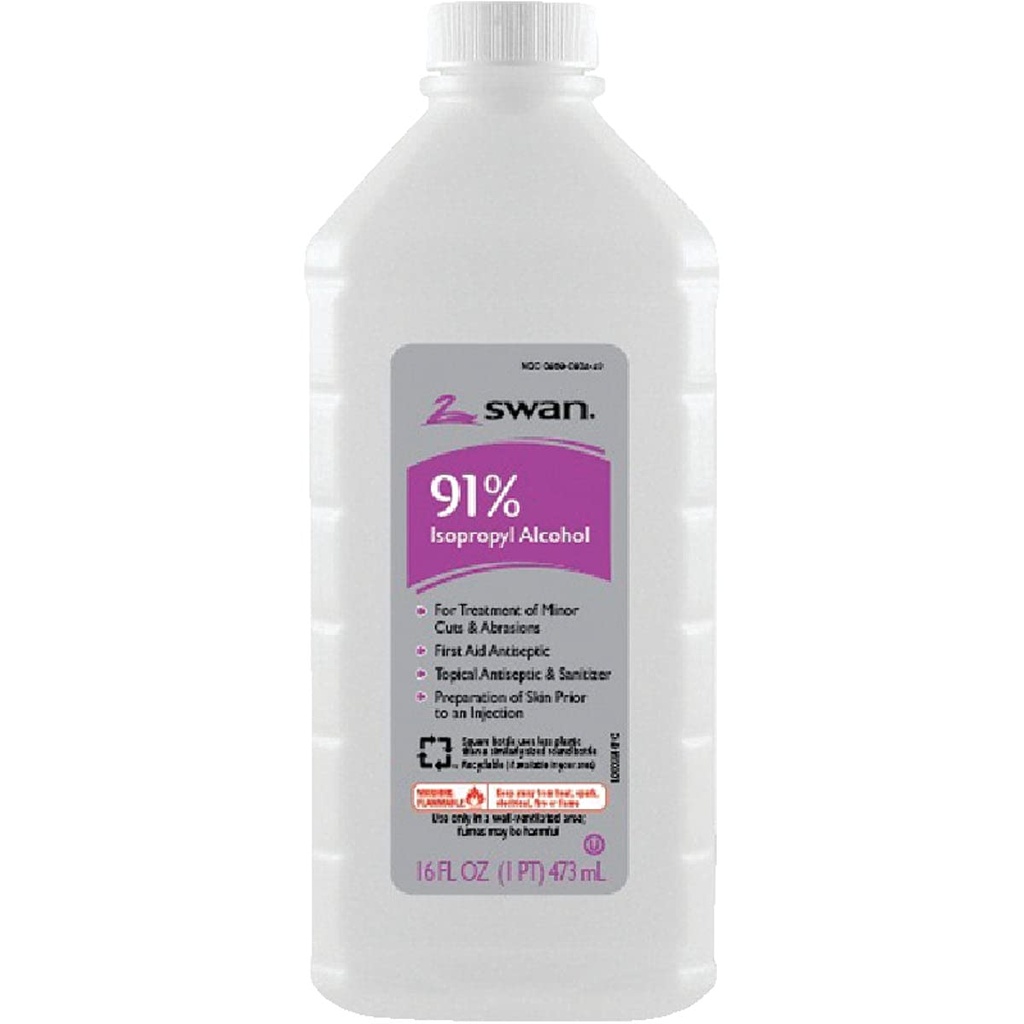 Vi-Jon Swan 91% Isopropyl Rubbing Alcohol, 16 Oz. - 1 Each