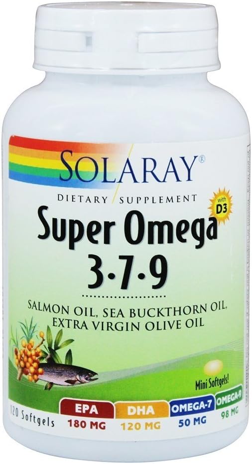 Solaray Super Omega 3-7-9 με βιταμίνη D-3 & λάδι σολομού, 120 Softgels