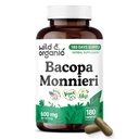 Wild & Organic Bacopa Monnieri Capsules 600 mg - Brain Support - Natural Bacopa Supplements - Brahmi Capsules - 180 Days of Supply - Vegan, No Fillers, Non-GMO - 180 Count