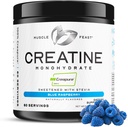 Μύες Creapure Creatine Monohydrate σκόνη, Vegan Keto Φιλική γλουτένη-ελεύθερο, συμπλήρωμα αποκατάστασης μυών και Εμπιστευμένη Creatine για την ανάπτυξη των μυών, αρωματισμένη κρεατίνη, φυσικό μπλε σμέουρο, 300g