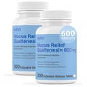 Curist Guaifenesin 600 mg Extended Release Tablets (600 Dye-Free Tablets) - Expectorant Mucus Relief, Generic Guaifenesin 600 mg, (Bulk 2 Pack of 300 Tabs - 600 Count Total)