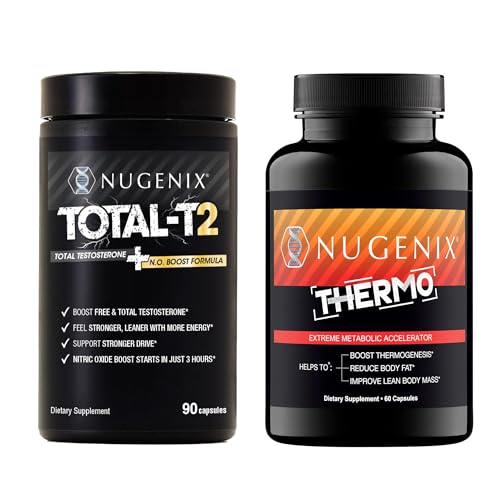 Nugenix T2 and Thermo - Testosterone Booster, Nitric Oxide Booster and Thermogenic Fat Burner for Men - Bundle