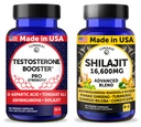Lunakai USA Made Testosterone Booster + Shilajit Capsules Bundle – Non-GMO – 60ct Each