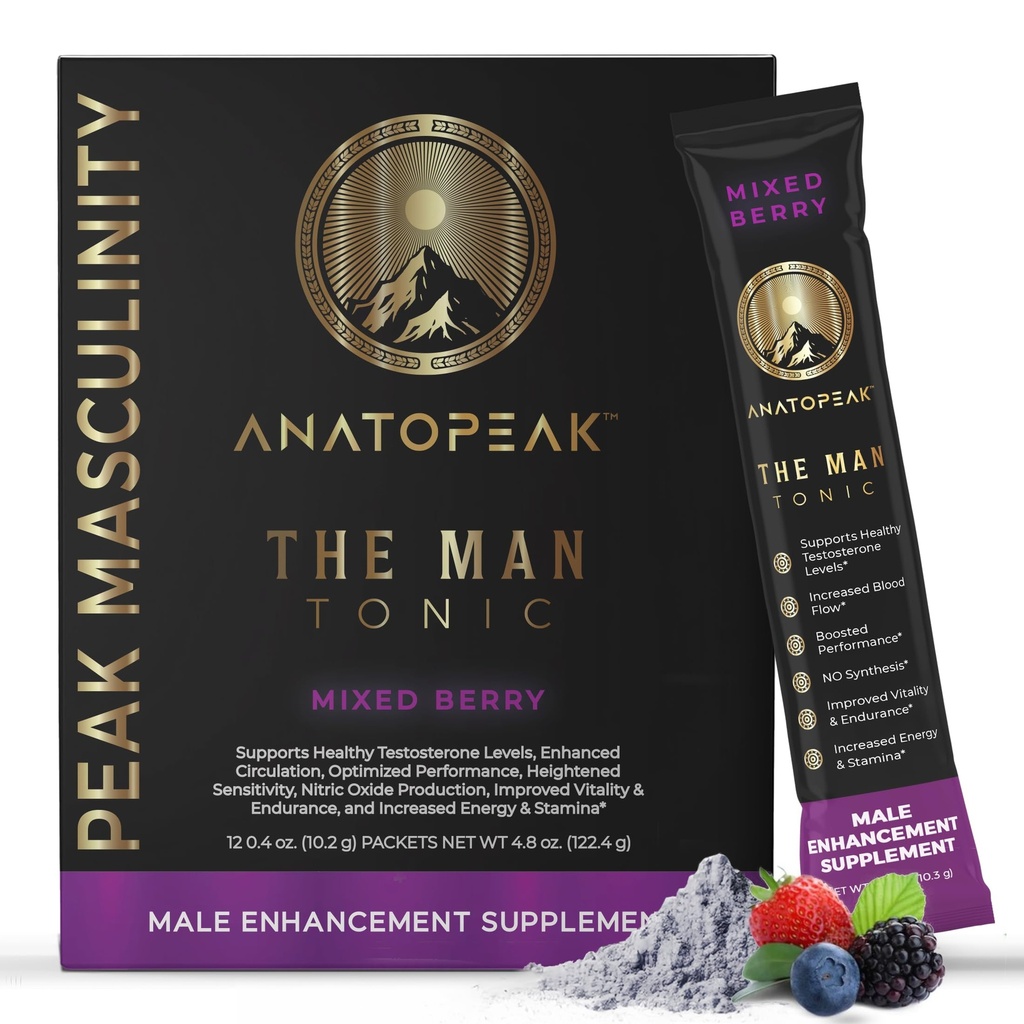 Male Enhancing Supplement Powder - Tongkat Ali, Maca Root, L-Citrulline, L-Arginine, Horny Goat Weed - with Nitrosigine, Nitric Oxide Supplements for Men - 12 Stick Packs (Mixed Berry)