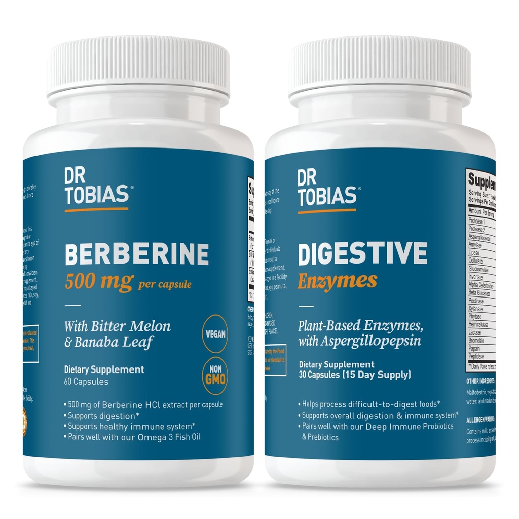 Dr. Tobias Berberine 500 mg & Digestive Enzymes – Metabolism & Digestive Health Bundle