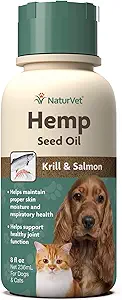NaturVet Hemp Seed Oil Krill and Salmon, 16 oz. Liquid, Made in The USA