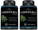 Premium Pterostilbene Supplement – Pterostilbene with Resveratrol & Quercetin – Supports Healthy Aging – Natural Source Pterostilbene 100mg per Serving – 60 Capsules (Pack of 2)
