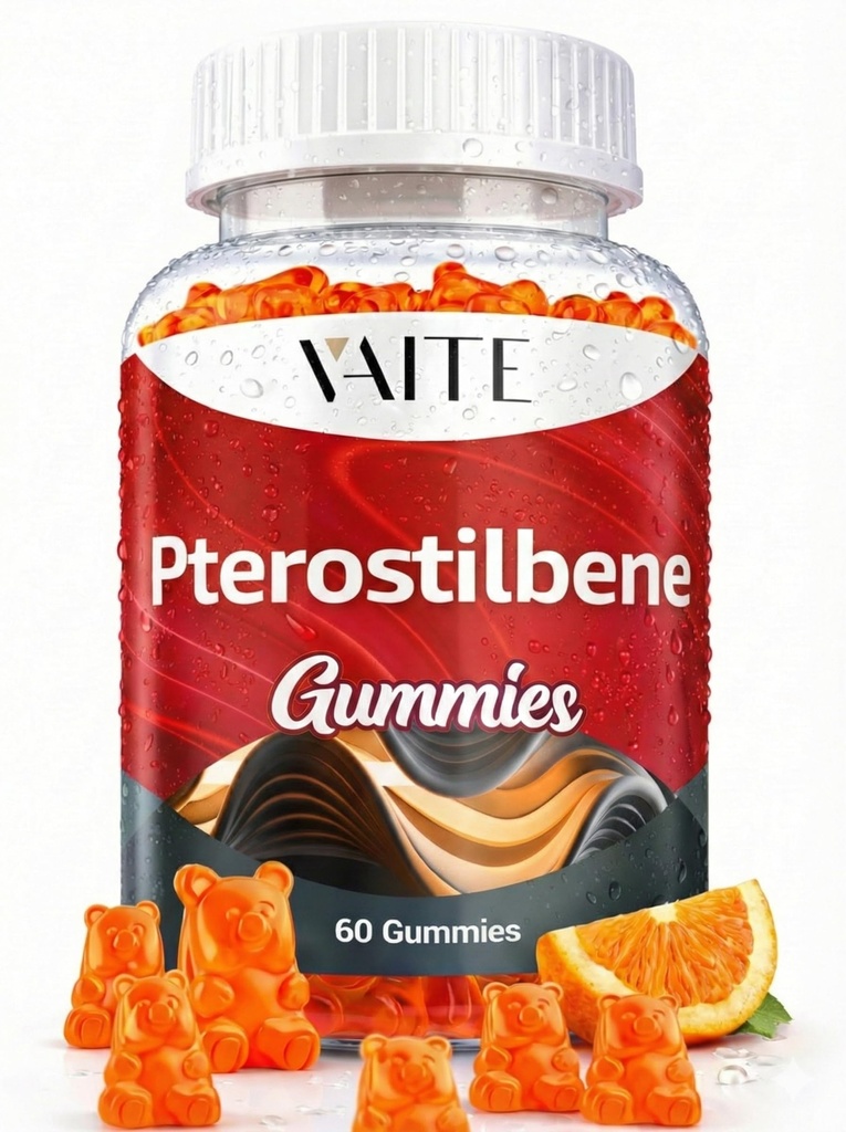 Pterostilbene Supplement Gummies 250mg - Supports Powerful Antioxidant for Skin Radiance & Longevity Formula, Support Cognitive & Cellular Protection, Vegan, Non-GMO, Soy-Free, 60 Chewables