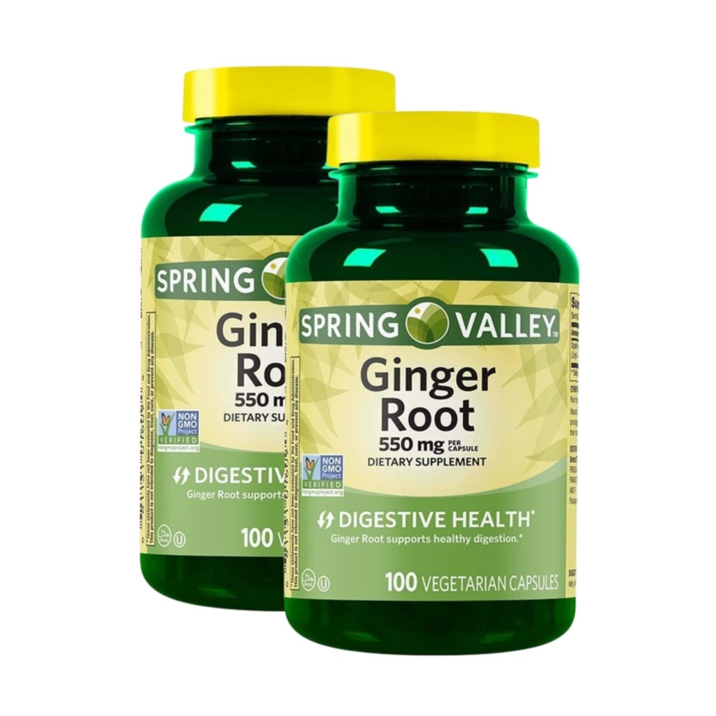 Ginger Root 550mg – 100 Vegetarian Capsules, Organic Ginger Root Powder Supplement, Ginger Extract, Ginger Supplements Halal and Kosher, Gluten Free (Pack of 2)