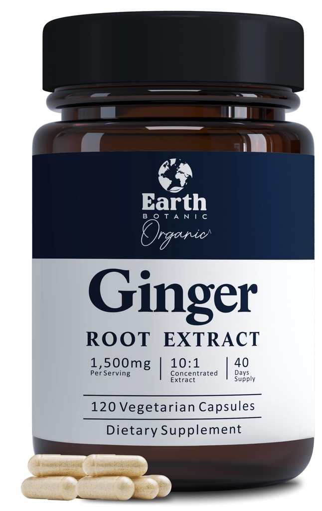 Ginger Capsules 1500 mg | Ginger Root Extract 10:1 Concentrated Herbal Supplement | Digestive Support, Gut Comfort & Antioxidant Formula | Plant Based | Non-GMO |120 Veg Capsules