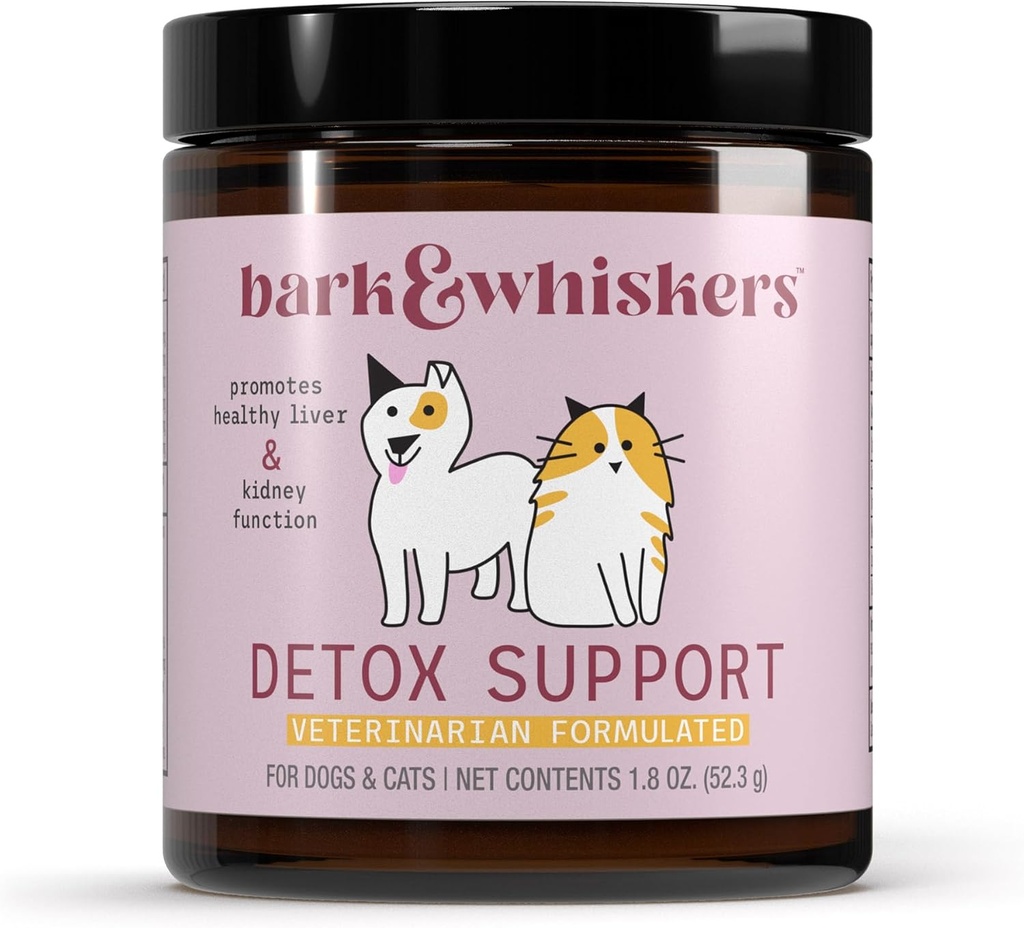 Bark & Whiskers Υποστήριξη Detox - Βοηθά στην υποστήριξη της υγιούς λειτουργίας του ήπατος και των νεφρών - Φυτική ανάμειξη με οργανικό γαϊδουράγκαθο γάλακτος & πράσινο τσάι - 1.8 oz