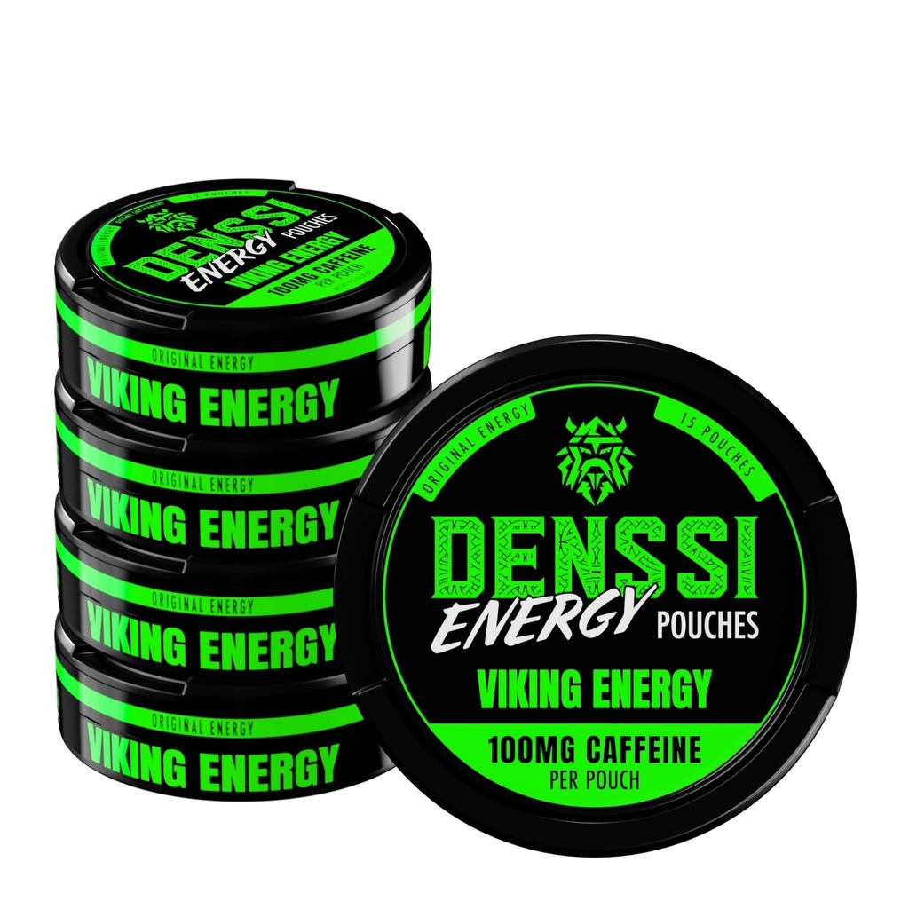 Energy Pouches – Fast-Acting Caffeine + Nootropic Boost – Sugar-Free, Tobacco-Free, Zero Crash Replacement/Alternative for Focus and Energy (5-Pack, Viking Energy)